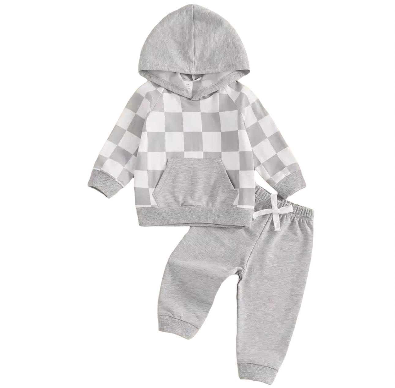 Gray checkered boy set