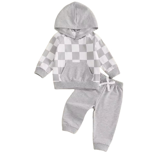 Gray checkered boy set