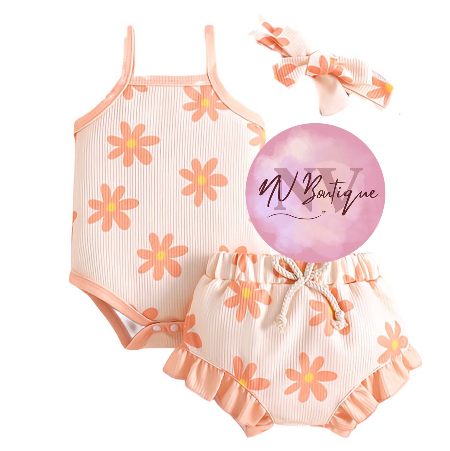 Tank orange flower short set