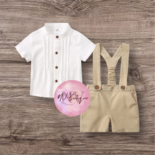 Formal boy short overall set